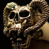 Excellent crafted Men's Brass Biker Ring Horned Ram Skull - BikeRing4u