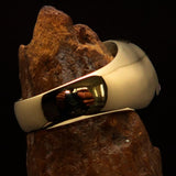 Nicely crafted Men's Hebrew Pinky Ring Red Star of David - Solid Brass - BikeRing4u