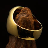 Excellent crafted Men's Hebrew Ring Blue Star of David - Solid Brass - BikeRing4u