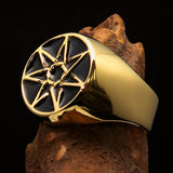 Excellent crafted Men's Heptagon Ring Black seven sided Polygon - Solid Brass - BikeRing4u