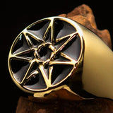 Excellent crafted Men's Heptagon Ring Black seven sided Polygon - Solid Brass - BikeRing4u