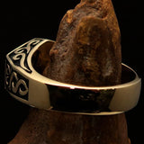 Men's Solid Brass Ring antiqued Crescent Moon Pentagram Star - BikeRing4u