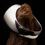 Excellent crafted ancient Men's Red Masonic Ring - Sterling Silver - BikeRing4u