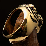 Excellent crafted Men's Predator Ring Tiger red CZ Eyes - Solid Brass - BikeRing4u