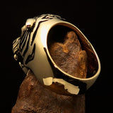 Excellent crafted Men's Predator Ring Tiger red CZ Eyes - Solid Brass - BikeRing4u