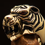 Excellent crafted Men's Predator Ring Tiger red CZ Eyes - Solid Brass - BikeRing4u