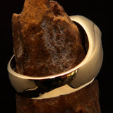 Nicely crafted domed Men's Number Ring Red 8 Eight- Solid Brass - BikeRing4u