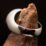 Nicely crafted Men's ancient blue Viking Runes Ring - Sterling Silver - BikeRing4u