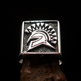 Nicely crafted Men's Greek Warrior Ring - antiqued Sterling Silver - BikeRing4u