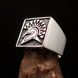 Nicely crafted Men's Greek Warrior Ring - antiqued Sterling Silver - BikeRing4u