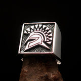 Nicely crafted Men's Greek Warrior Ring - antiqued Sterling Silver - BikeRing4u