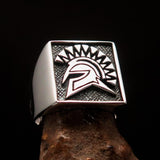 Nicely crafted Men's Greek Warrior Ring - antiqued Sterling Silver - BikeRing4u