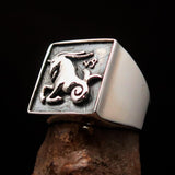 Excellent crafted Men's Zodiac Ring Star Sign Capricorn - Sterling Silver - BikeRing4u