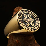 Nicely crafted Men's ancient Viking Runes Ring Black - Solid Brass - BikeRing4u