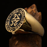Nicely crafted Men's ancient Viking Runes Ring Black - Solid Brass - BikeRing4u