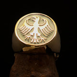 Nicely crafted Men's Seal Ring German Eagle White - Solid Brass - BikeRing4u