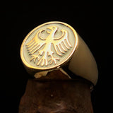 Nicely crafted Men's Seal Ring German Eagle White - Solid Brass - BikeRing4u