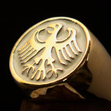 Nicely crafted Men's Seal Ring German Eagle White - Solid Brass - BikeRing4u