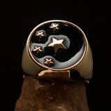 Perfectly crafted Men's Chinese Flag Ring Black - Solid Brass - BikeRing4u