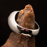 Perfectly crafted Men's Teacher Ring Atom Symbol red - Sterling Silver - BikeRing4u