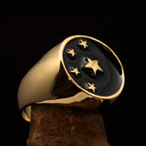 Perfectly crafted Men's Chinese Flag Ring Black - Solid Brass - BikeRing4u