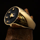 Perfectly crafted Men's Chinese Flag Ring Black - Solid Brass - BikeRing4u