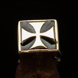 Perfectly crafted Men's Biker Ring Iron Cross Black - Solid Brass - BikeRing4u