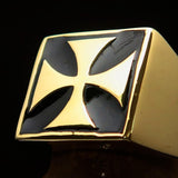 Perfectly crafted Men's Biker Ring Iron Cross Black - Solid Brass - BikeRing4u