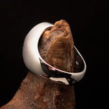 Nicely crafted Men's Outlaw Ring oval green 1% Percent Symbol - Sterling Silver - BikeRing4u