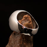 Nicely crafted Men's Seal Ring green German Eagle - Sterling Silver - BikeRing4u