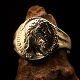 Men's ancient Roman Coin Men's Ring Antonius Pius - Solid Brass - BikeRing4u
