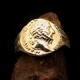 Men's ancient Roman Coin Men's Ring Antonius Pius - Solid Brass - BikeRing4u
