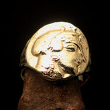 Men's Solid Brass ancient Greek Drachma Coin Ring Alexander the Great - BikeRing4u