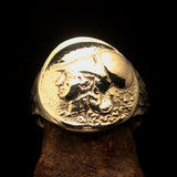 Men's ancient Corinthian Ring Greek Goddess Athena - Solid Brass - BikeRing4u