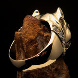 Excellent crafted Men's Pitbull Ring with white CZ Collar - solid Brass - BikeRing4u
