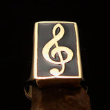 Excellent crafted Men's Musician Ring Black Treble Clef Symbol - Solid Brass - BikeRing4u