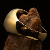 Perfectly crafted Men's Solid Line Pentagram Ring Black - Brass - BikeRing4u