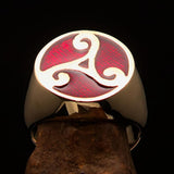 Perfectly crafted Men's Celtic Triade Ring Red Triskele - Solid Brass - BikeRing4u