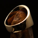 Excellent crafted ancient Men's blue Rampant Lion Ring - Solid Brass - BikeRing4u