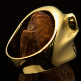 Nicely Crafted Men's Outlaw red 1% er Gnome Skull Ring - Solid Brass - BikeRing4u