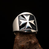 Excellent crafted Men's Maltese Cross Biker Ring Black - Sterling Silver - BikeRing4u