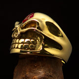 Nicely Crafted Men's Outlaw red 1% er Gnome Skull Ring - Solid Brass - BikeRing4u
