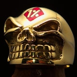 Nicely Crafted Men's Outlaw red 1% er Gnome Skull Ring - Solid Brass - BikeRing4u