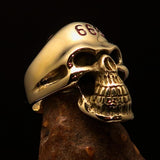 Excellent crafted Men's Devil Skull Ring red 666 on Forehead - Solid Brass - BikeRing4u