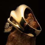 Excellent crafted Men's Gamer Ring red Biohazard Skull - Solid Brass - BikeRing4u