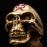 Excellent crafted Men's Gamer Ring red Biohazard Skull - Solid Brass - BikeRing4u