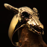 Excellent crafted Men's Bull Skull Cowboy Ring - solid Brass - BikeRing4u