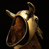 Excellent crafted Men's Bull Skull Cowboy Ring - solid Brass - BikeRing4u