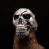 Excellent crafted Men's Tribal Skull Ring - Sterling Silver - BikeRing4u