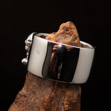 Excellent crafted Men's Pirate Band Ring Jolly Roger Skull - Sterling Silver - BikeRing4u